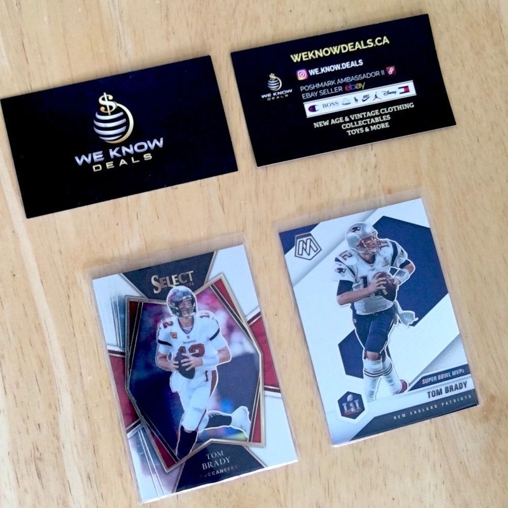 2 Tom Brady Panini Assorted Cards 2021 Bucaneers & Patriots Super Bowl MVP